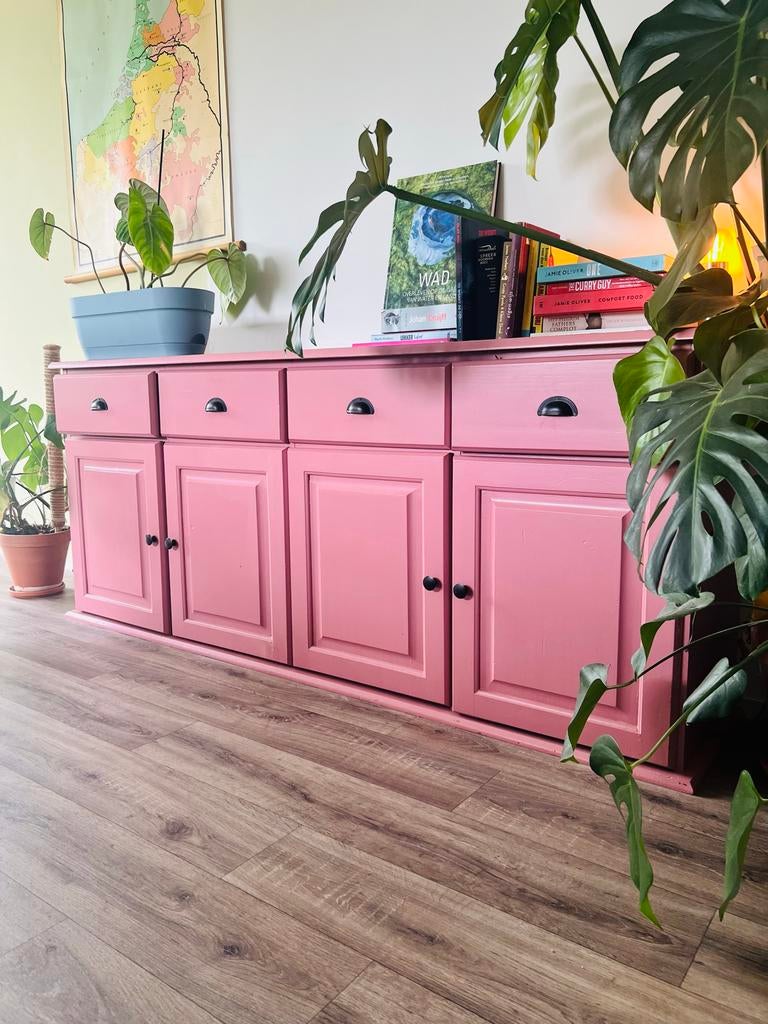 Gepimpte Vintage Roze Kast - Mag voor €100,- weg!, Huis en Inrichting, Ophalen, Gebruikt, 150 tot 200 cm, 25 tot 50 cm