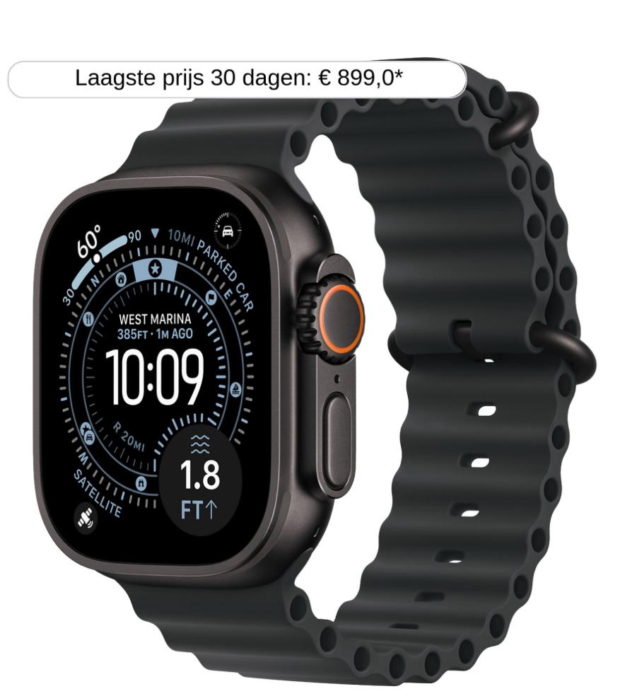 APPLE Watch Ultra 3 GPS + Cellular 49mm Black Ocean Band, Apple, Zwart, IOS, Nieuw