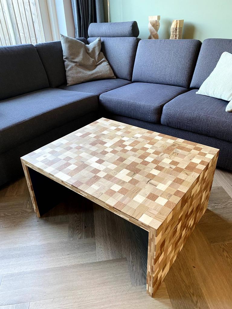 Exclusieve Design Salontafel Mozaiek Hout, Ophalen, Design, Nieuw, 50 tot 100 cm
