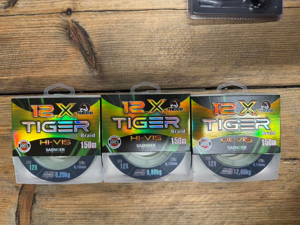 150m rollen saenger tiger 12x braid ! 12/00  en 14/00, Ophalen of Verzenden, Nieuw, Vislijn