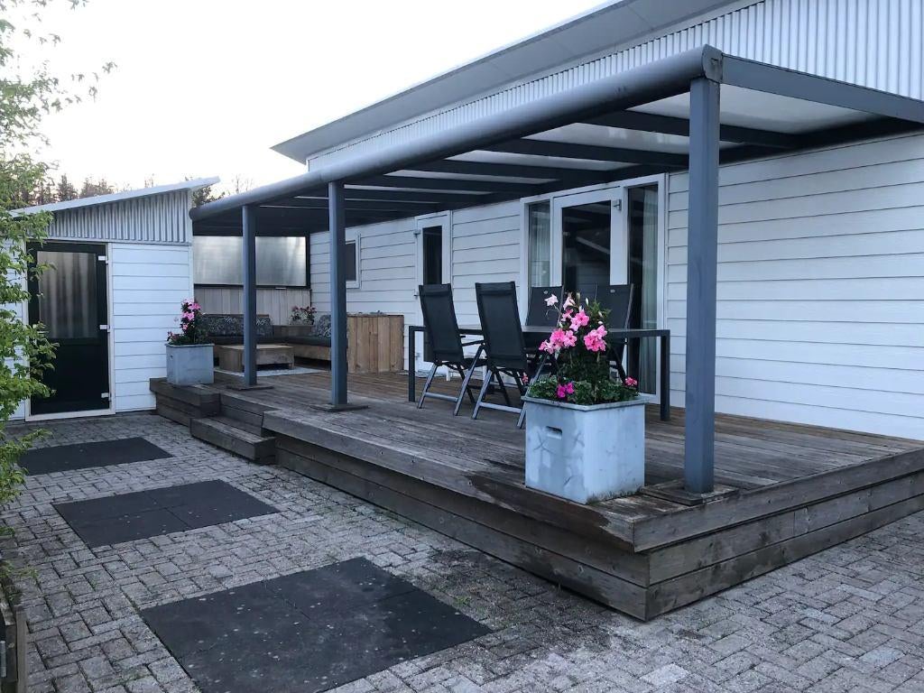 Chalet op Camping "Hoeve aan de Weg" in Drent-Friese Woud, Vakantie, Vakantiehuizen | Nederland, In bos, 2 slaapkamers, Open haard