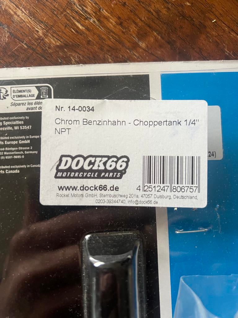 Chromen Benzinekraan - Choppertank 1/4" NPT, Ophalen of Verzenden, Nieuw