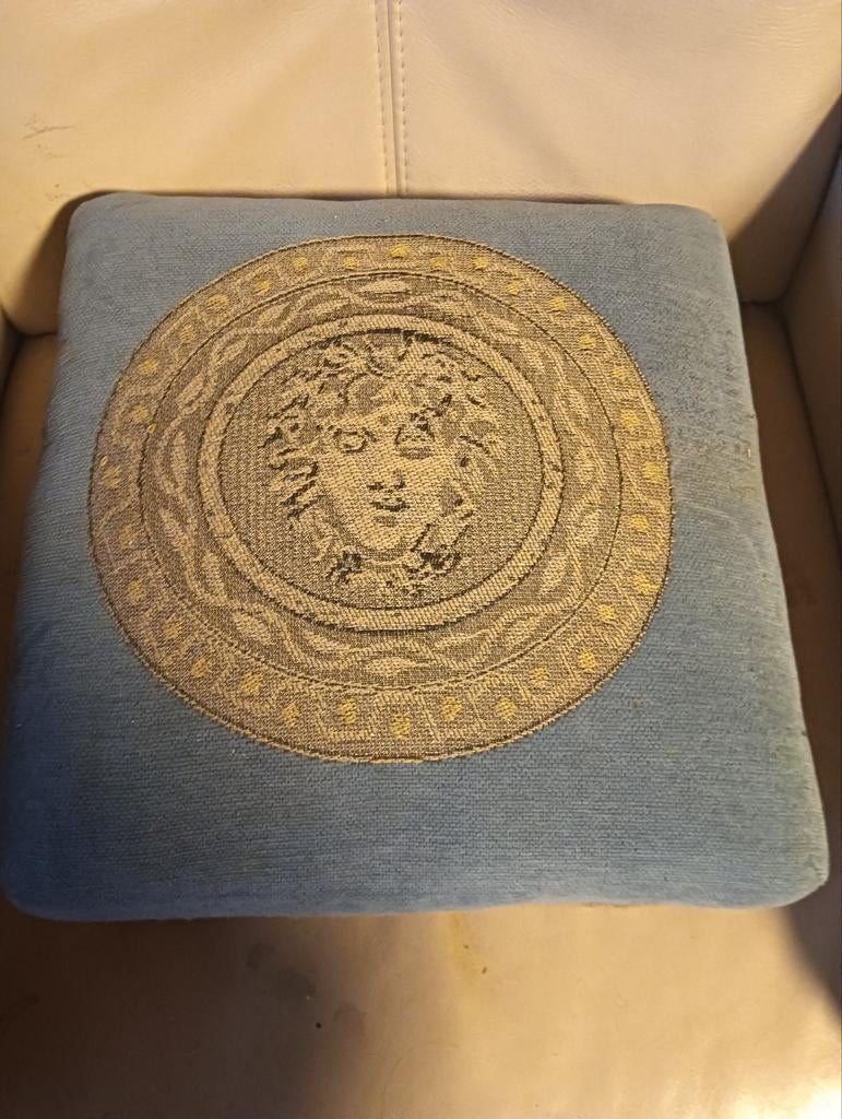 Oud Versace voetenbankje, Ophalen of Verzenden, Gebruikt, Blauw, Vierkant