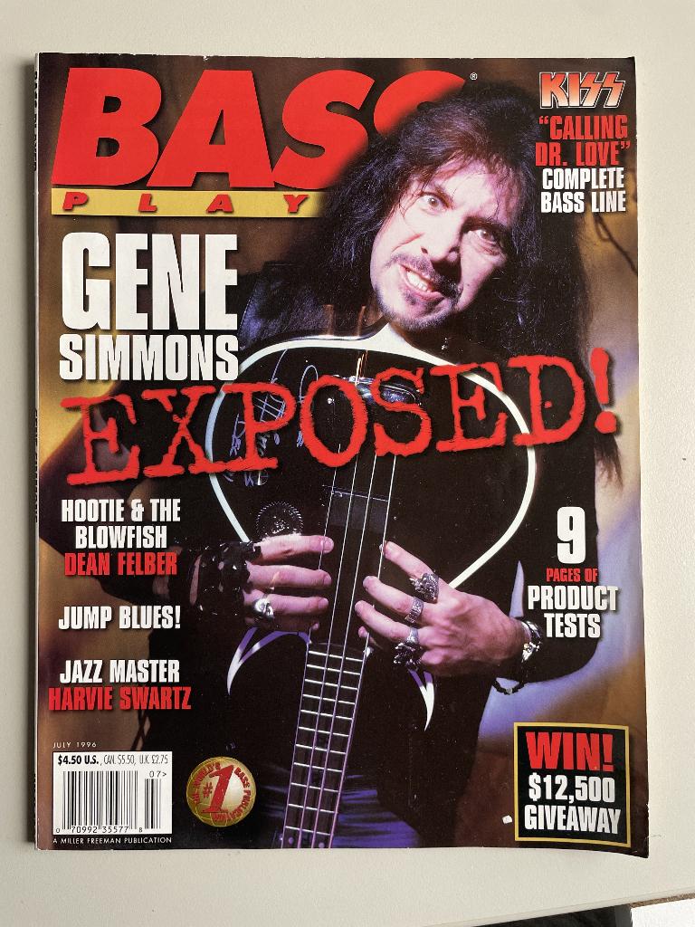 KISS Bass Player Magazine Gene Simmons - july 1996 USA, Ophalen of Verzenden, Zo goed als nieuw, Boek, Tijdschrift of Artikel