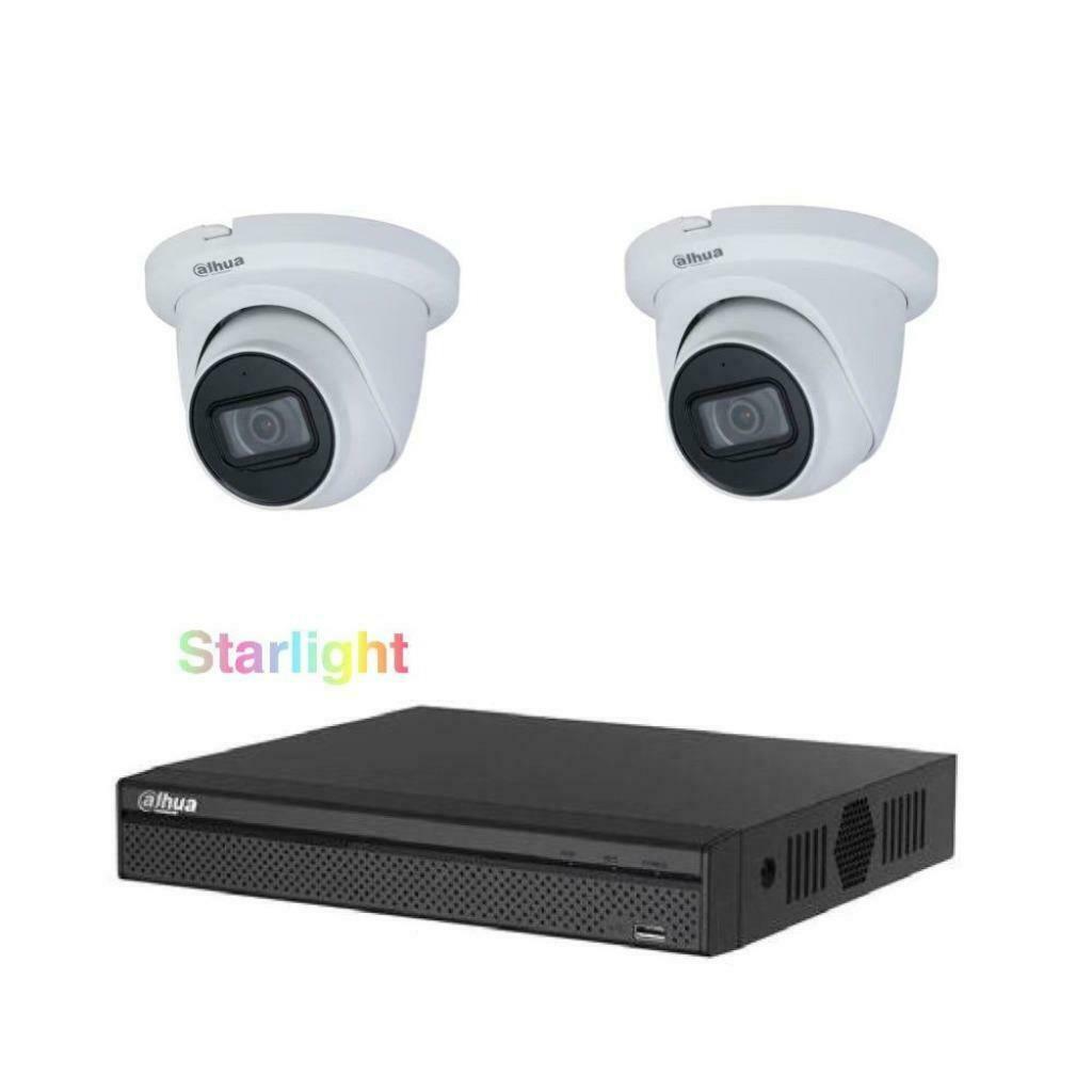 8MP Dahua Starlight IP POE camera set/4CH NVR+2x cameras, Ophalen of Verzenden, Nieuw, Buitencamera