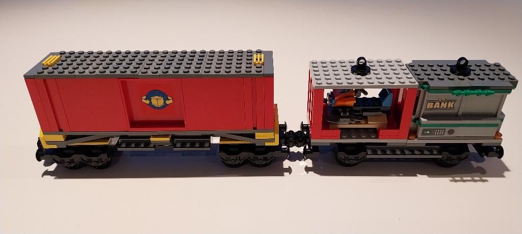 Lego trein: 2 wagons met containers, Kinderen en Baby's, Speelgoed | Duplo en Lego, Ophalen of Verzenden, Zo goed als nieuw, Complete set