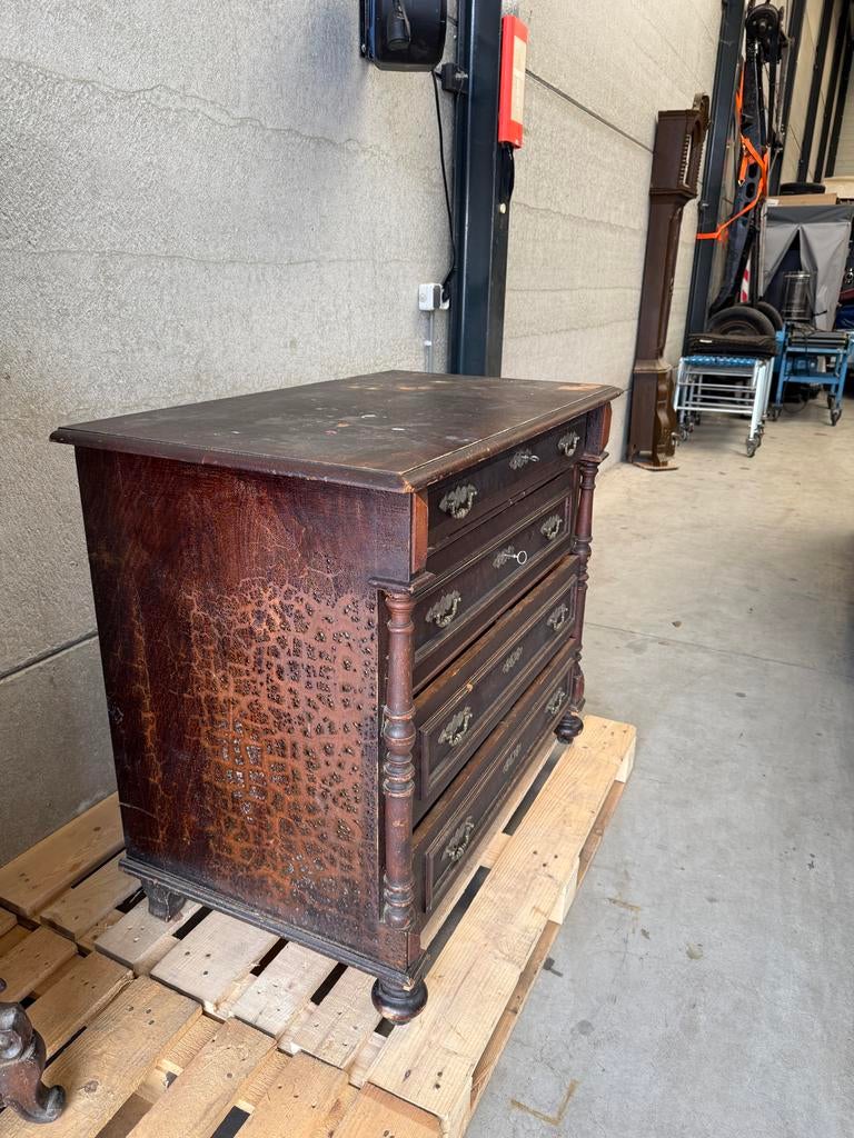 Antieke Duitse Zuilen Commode - Bierverf, Ophalen