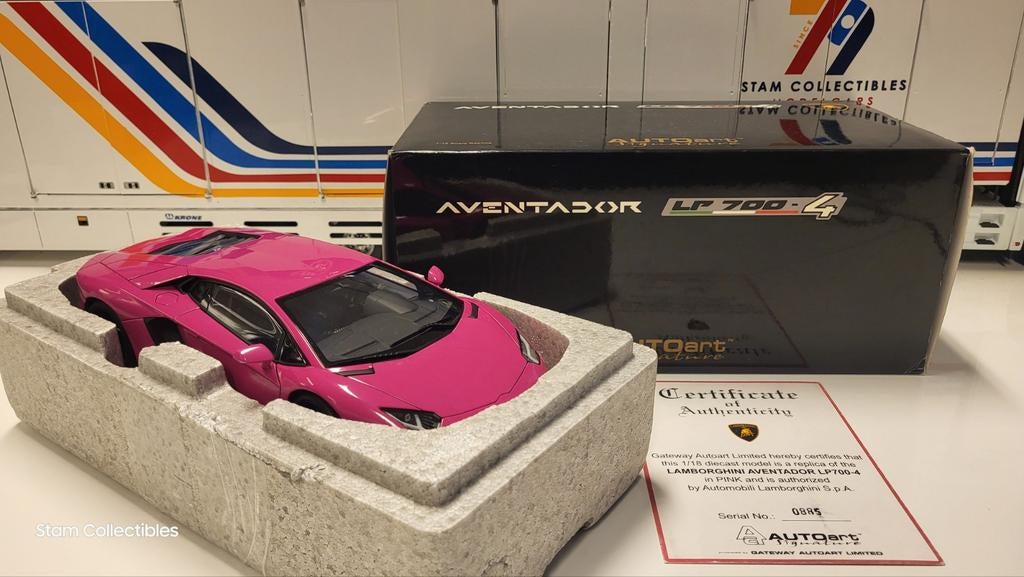 AUTOart Signature Lamborghini Aventador LP700-4 Pink, Auto, Autoart, Ophalen of Verzenden, Zo goed als nieuw