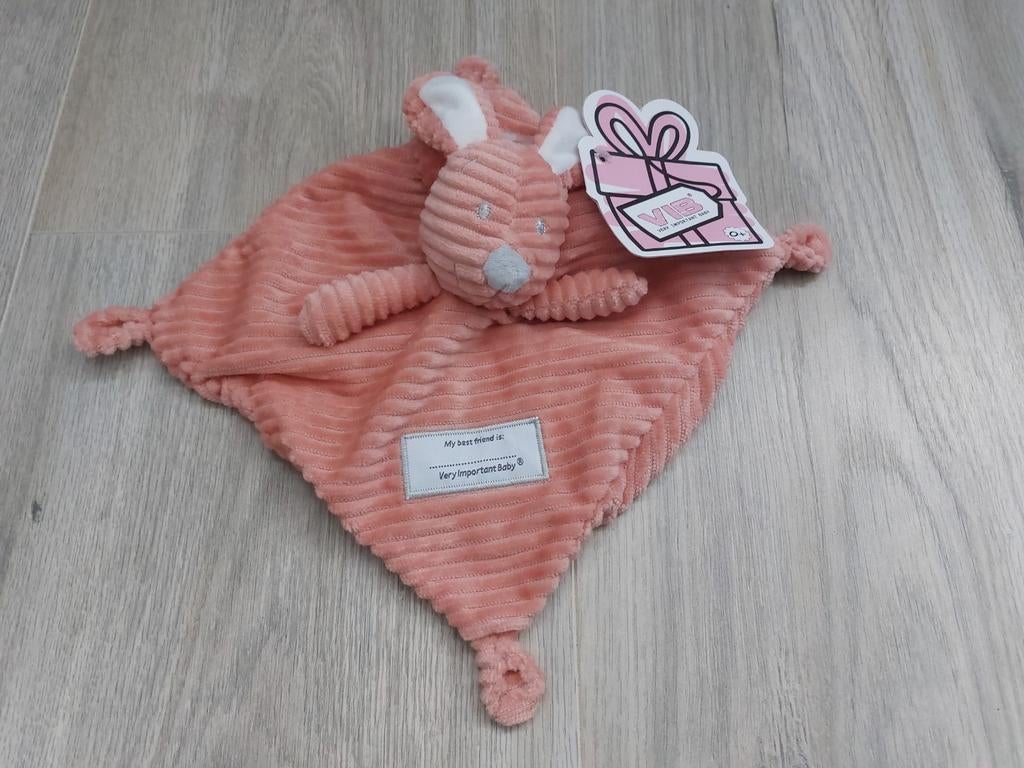 Nieuw! Knuffel knuffeldoekje vib konijn rib oud roze L611, Ophalen of Verzenden, Zo goed als nieuw