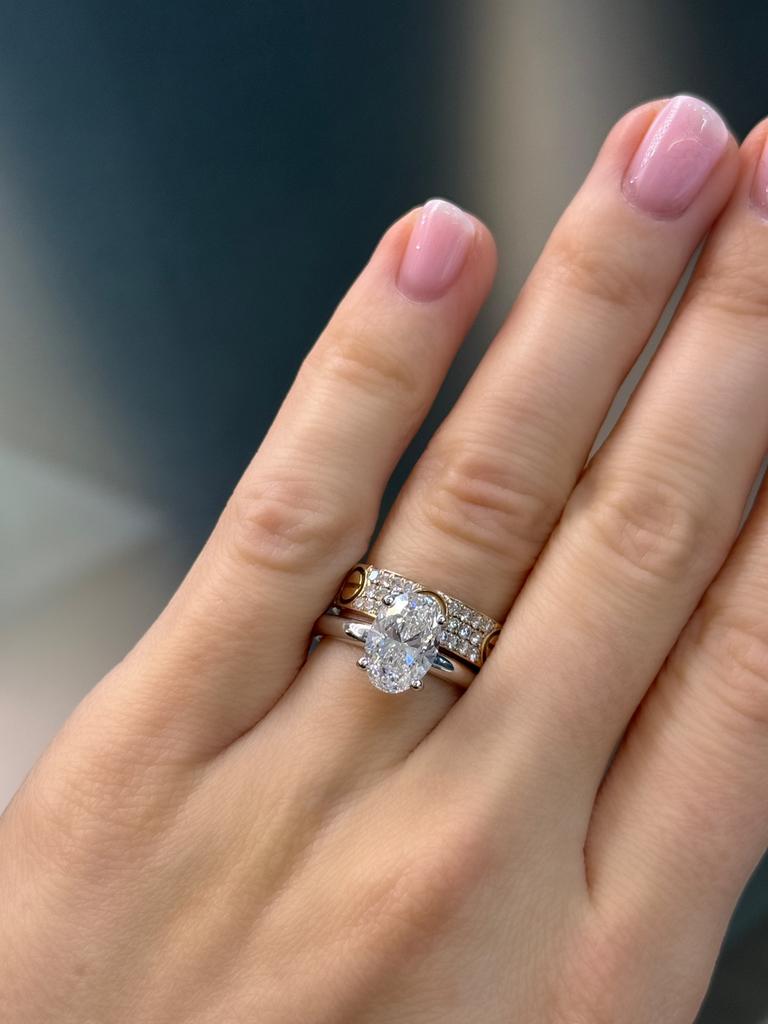 18KT Wit Goud - Ovaal Lab Diamant Ring 2.01ct - Vrouwenring, Sieraden, Tassen en Uiterlijk, Ringen, Ophalen, Wit, Nieuw, 17 tot 18
