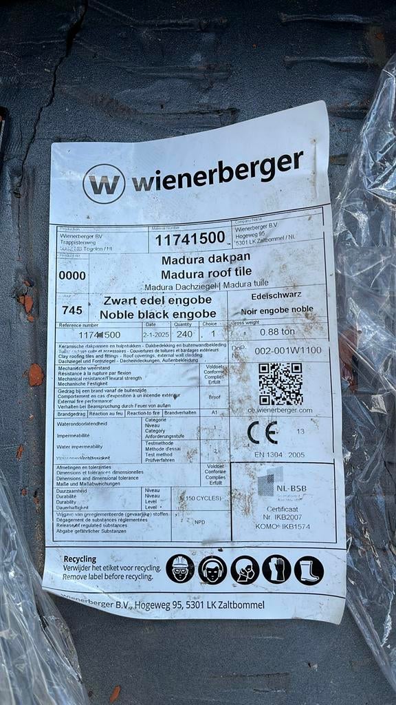 Keramische dakpannen Wienerberger, Ophalen, Steen of Klei, Zo goed als nieuw, 15 m² of meer