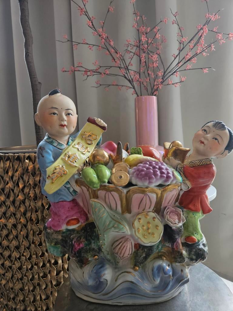 Groot Vintage Chinees Keramiek Beeld Zotjes, Antiek en Kunst, Ophalen of Verzenden