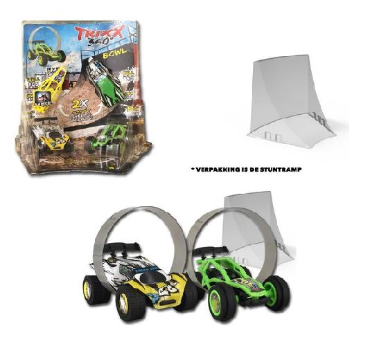 Trixx 360 2 Stuntcars (groen-geel) incl. Stuntramp bocht, Ophalen of Verzenden, Nieuw