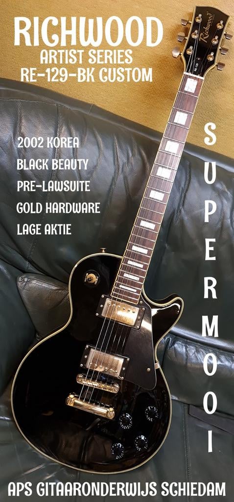 NETTE RICHWOOD RE-129-BK CUSTOM ART.SERIES 2002 PRE-LAWSUIT, Ophalen of Verzenden, Gebruikt, Solid body, Overige merken
