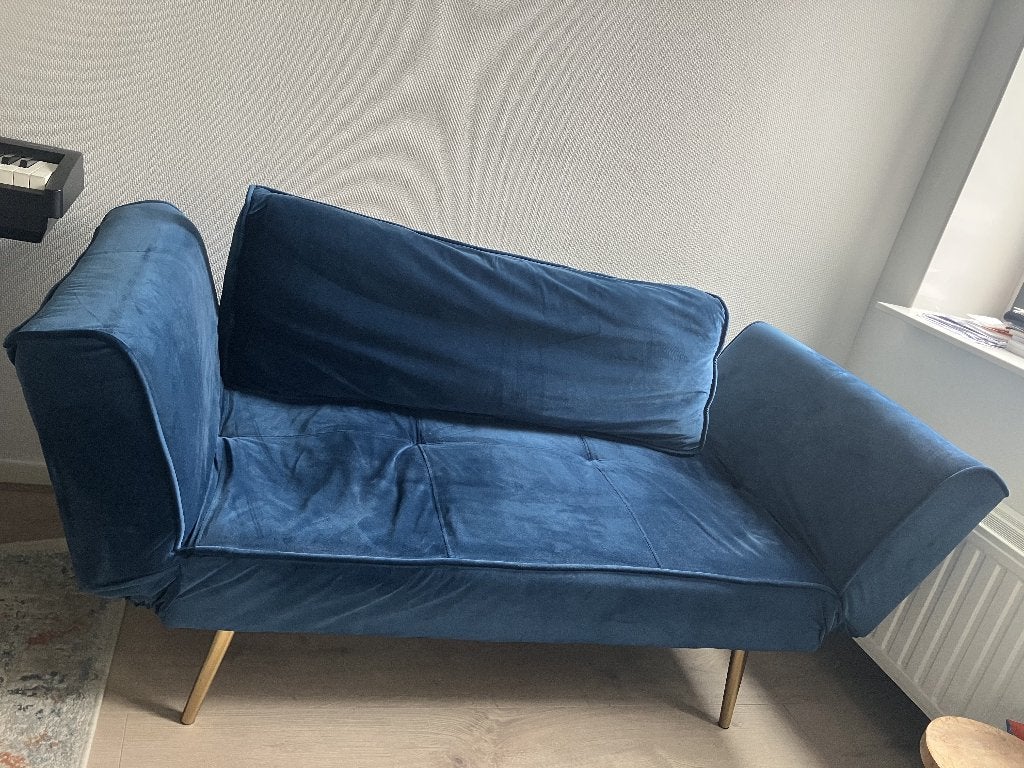 Slaapbank 2-zits / Blue sofa bed, Ophalen, Overige materialen, Gebruikt, Minder dan 75 cm