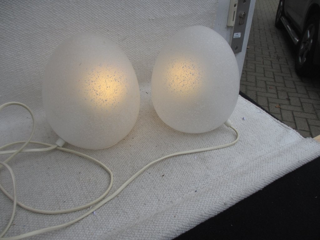 SET Vintage Murano glas Egg tafellamp glas '80, Ophalen of Verzenden, Gebruikt, Glas, Minder dan 50 cm