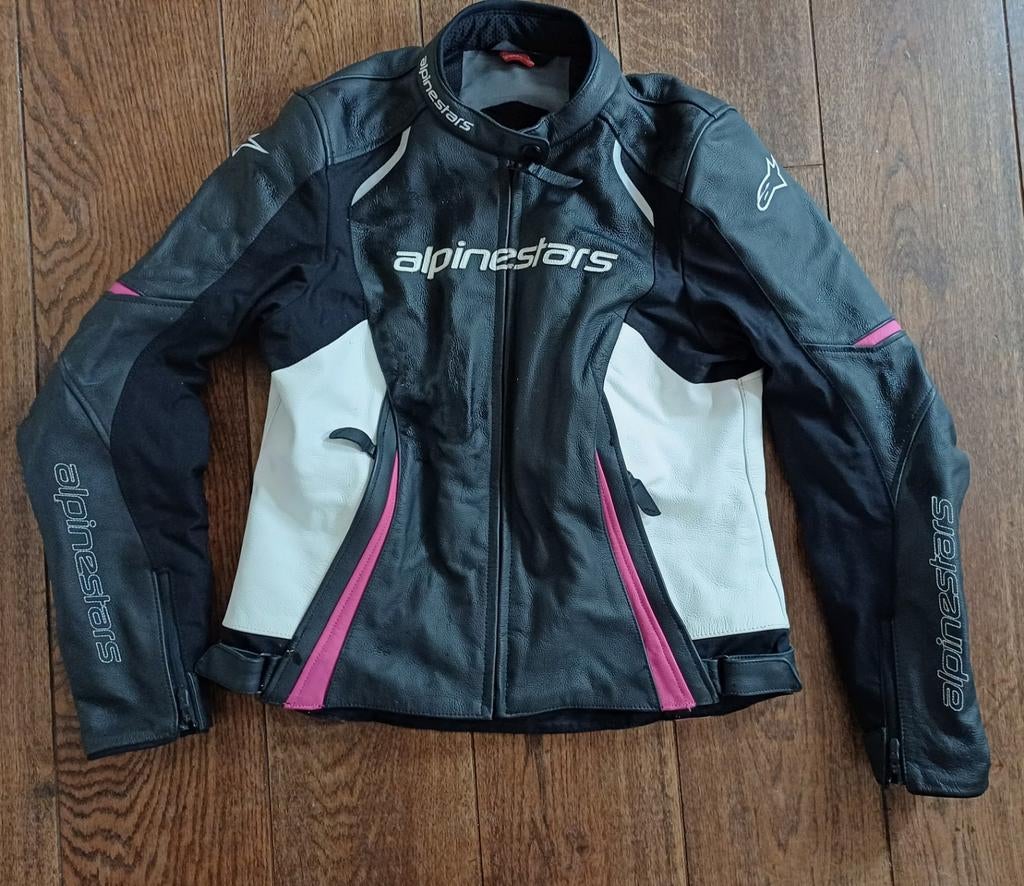 Alpinestars motorjas dames - Zwart/Wit/Roze, Motoren, Ophalen, Jas | leer, Alpinestars, Dames