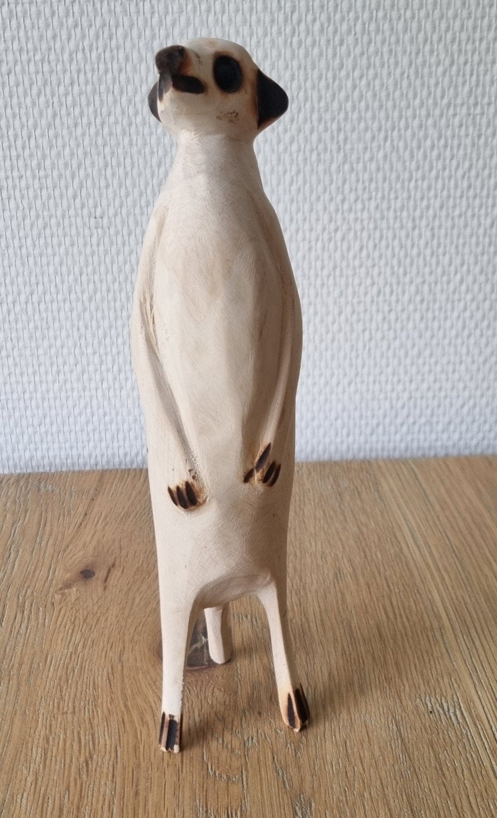 Houten beeldje meerkat/stokstaartje, Verzamelen, Ophalen of Verzenden, Zo goed als nieuw, Wild dier, Beeldje of Figuurtje