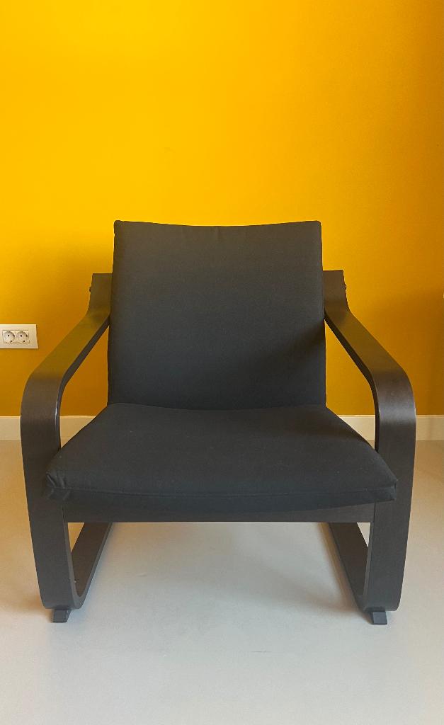 Fauteuil met lage rugleuning zwartbruin, Huis en Inrichting, Stoelen, Ophalen, Comfortable armchair, Zwart, Zo goed als nieuw