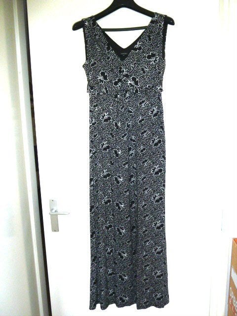 Jurkje Lang Maat 40 Viscose donker blauw met wit, Kleding | Dames, Maat 38/40 (M), Blauw, Ophalen of Verzenden, Zo goed als nieuw