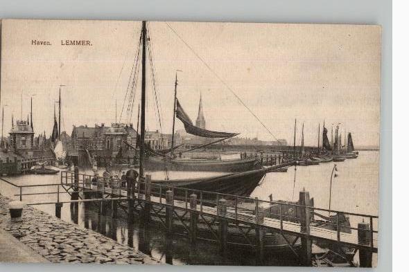 Lemmer Haven +Lemster Aak st 1916 uitg L vd Veen, Verzenden, Voor 1920, Gelopen, Friesland