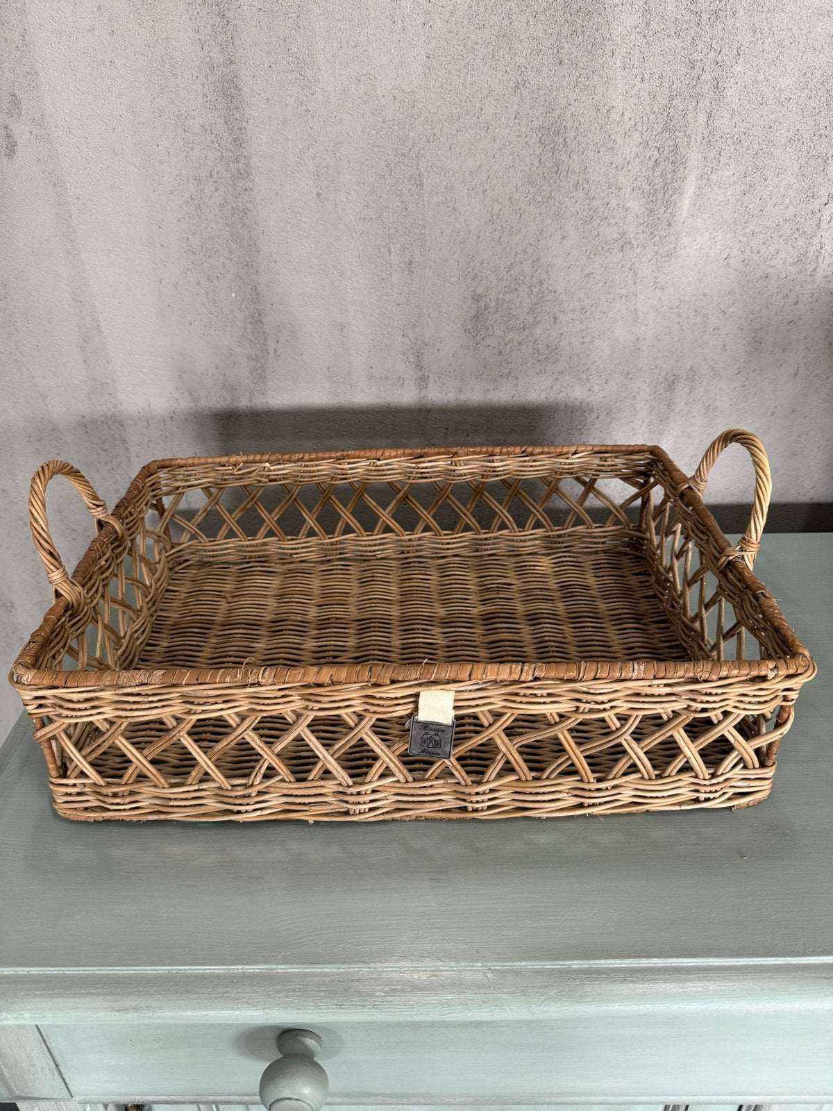 Rotan dienblad met handvatten, Gebruikt, Gevlochten, Ophalen of Verzenden, Riet
