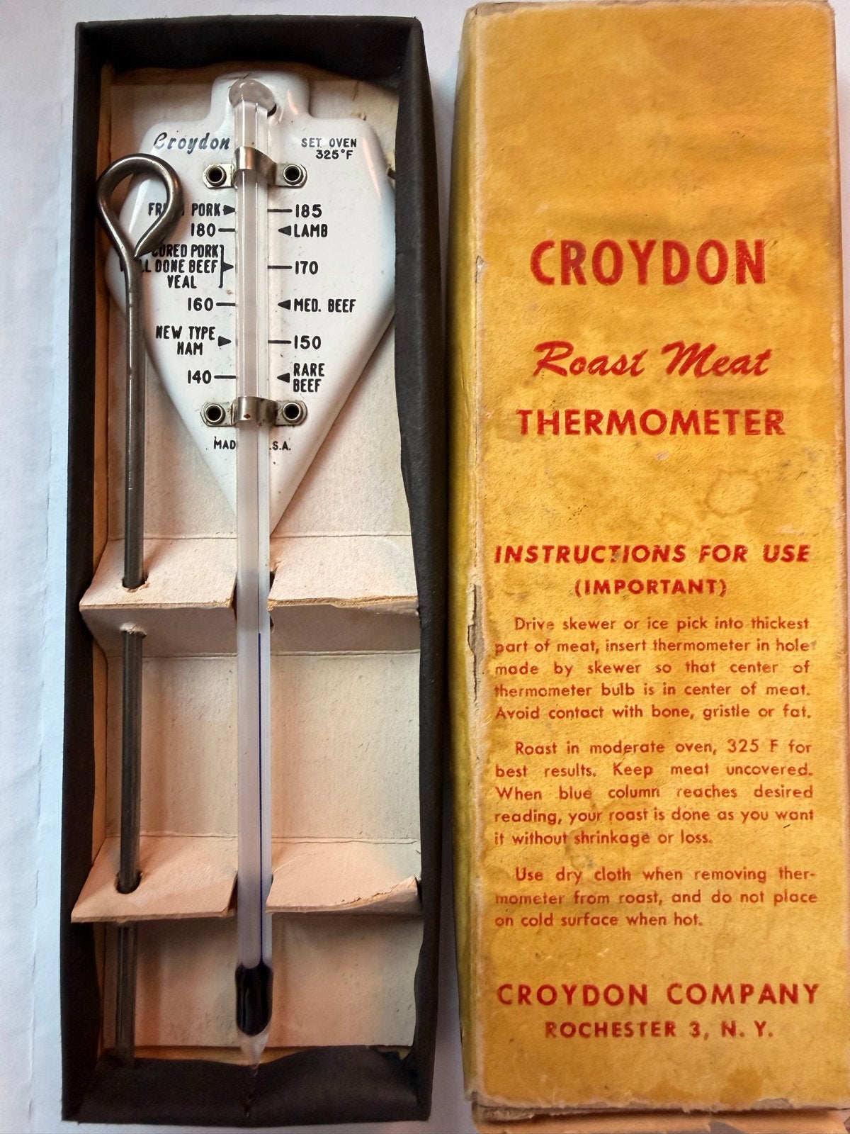 Vintage Croydon Vleesthermometer met Originele Doos, Verzenden, Zo goed als nieuw, Lichaamsthermometer