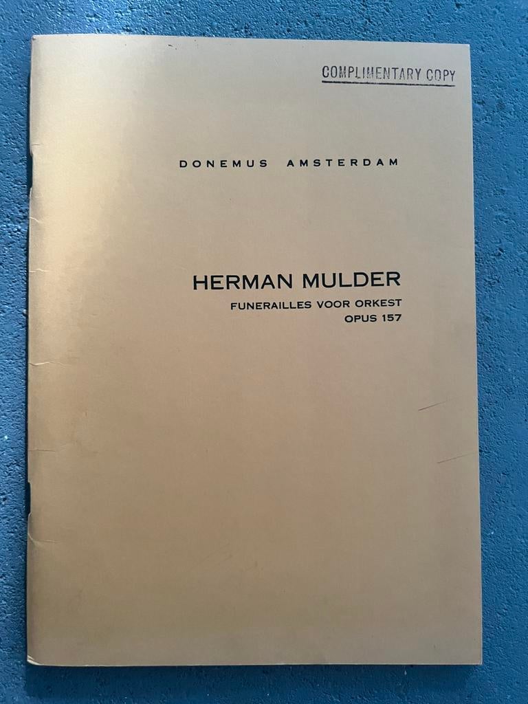 bladmuziek orkest partituur Herman Mulder Funeral Donemus, Klassiek, Ophalen of Verzenden, Zo goed als nieuw, Orkest