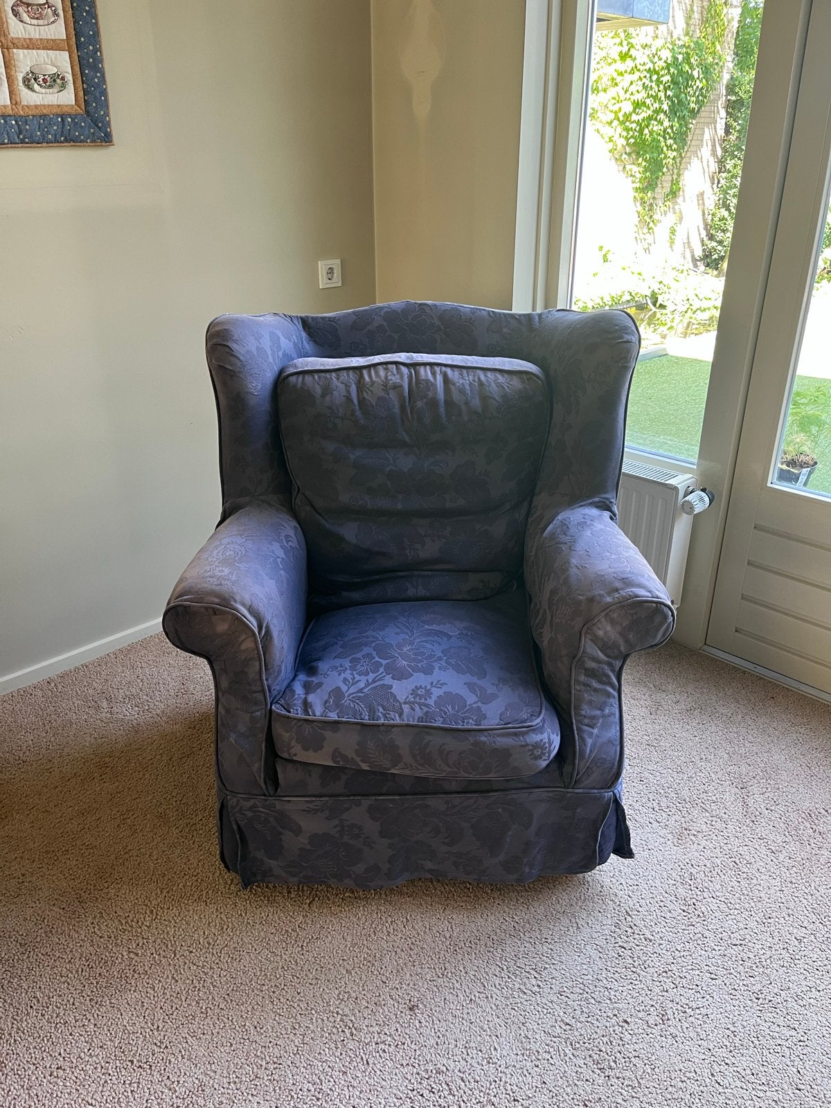 Klassieke Engelse luie stoel met afneembare bekleding, Huis en Inrichting, Fauteuils, Ophalen, Gebruikt, Stof, 75 tot 100 cm