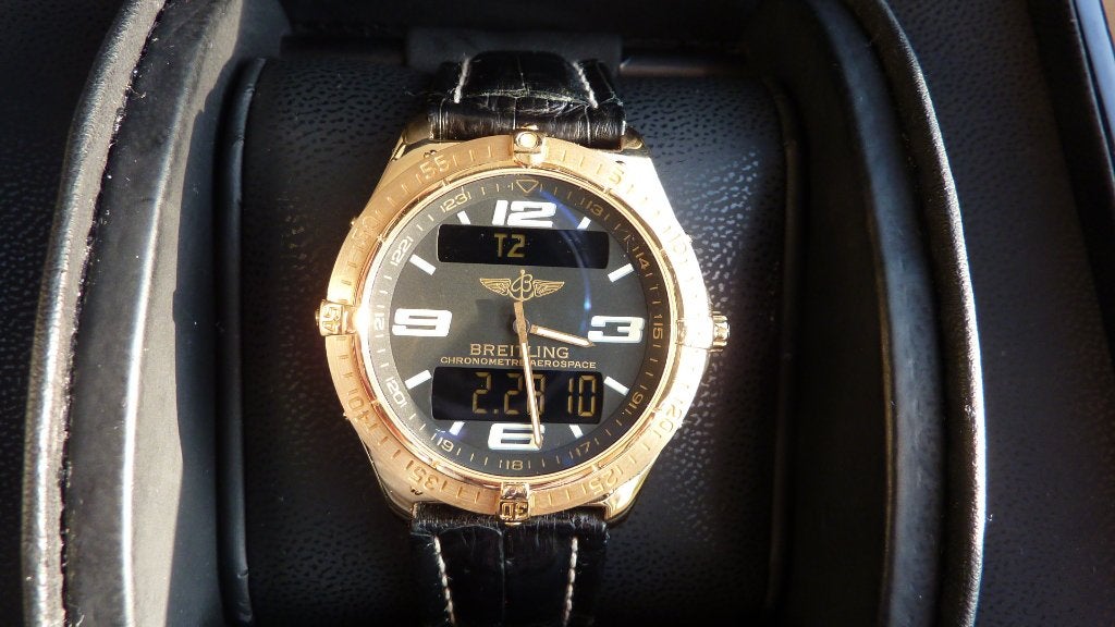 Breitling Aerospace 18k Limited Edition 008/100 Rare, Ophalen, Leer, Breitling, Polshorloge