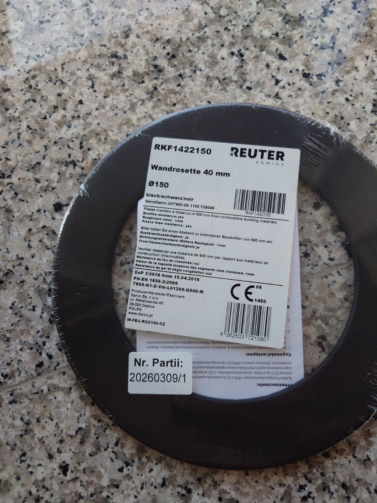 Reuter Ferrum Rozet 40 mm - zwart - Ø 150 mm, Ophalen