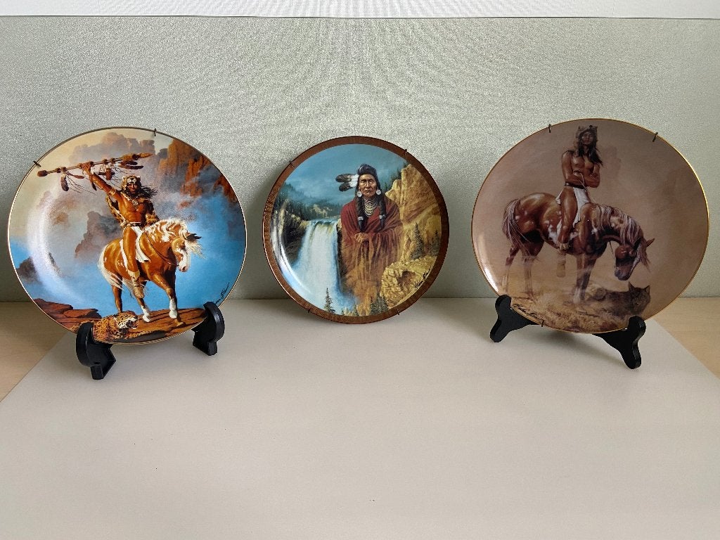 3 x Franklin Mint borden Indiaan indianen, Ophalen of Verzenden, Zo goed als nieuw