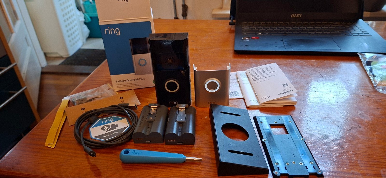 Ring Battery Doorbell Plus - Complete set met extra accu, Ophalen of Verzenden, Gebruikt, Buitencamera