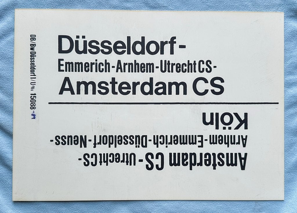 DB Koersbord Köln / Düsseldorf - Amsterdam CS (- Arnhem), Verzamelen, Verzenden, Gebruikt, Trein, Kaart of Prent