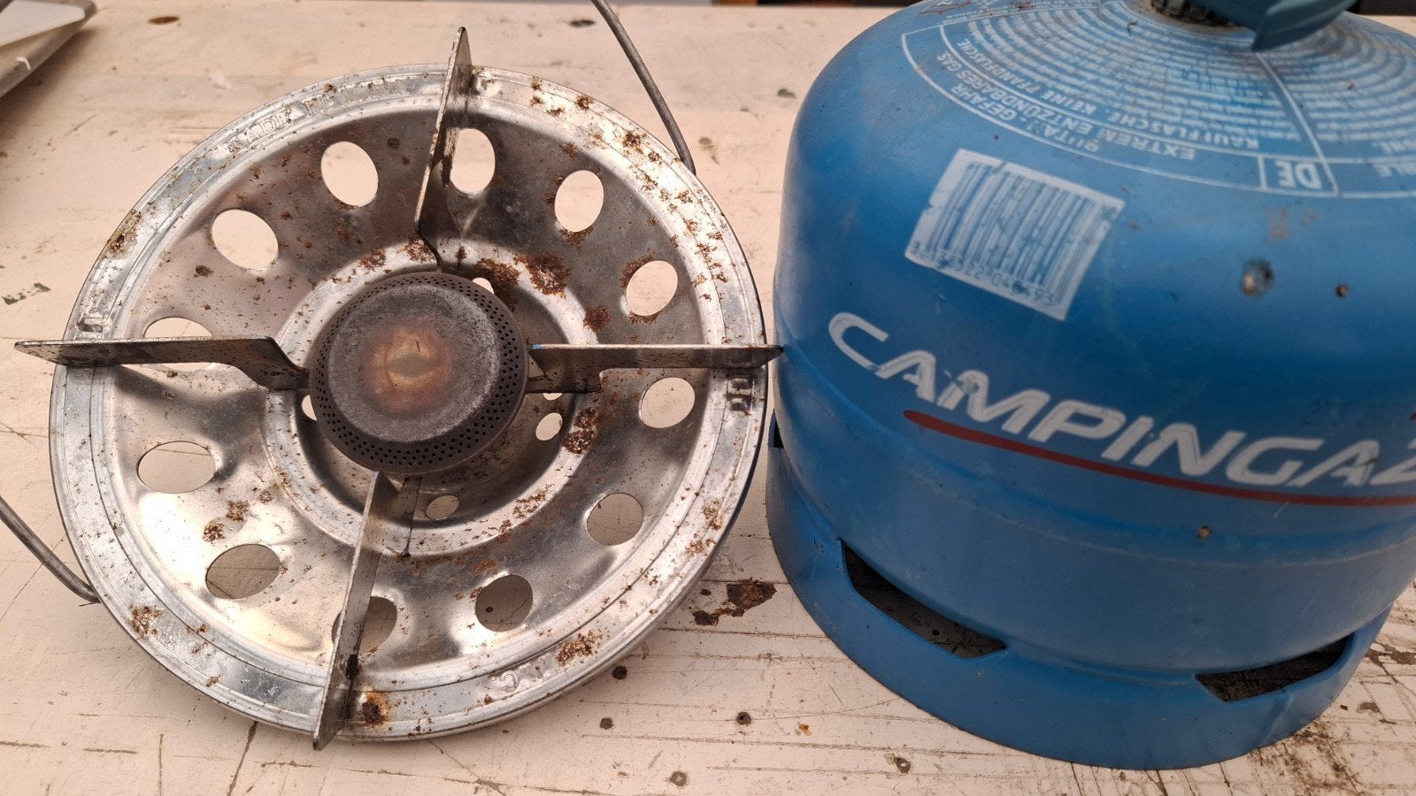 Campingaz gasbrander met gasfles, Caravans en Kamperen, Ophalen, Gebruikt