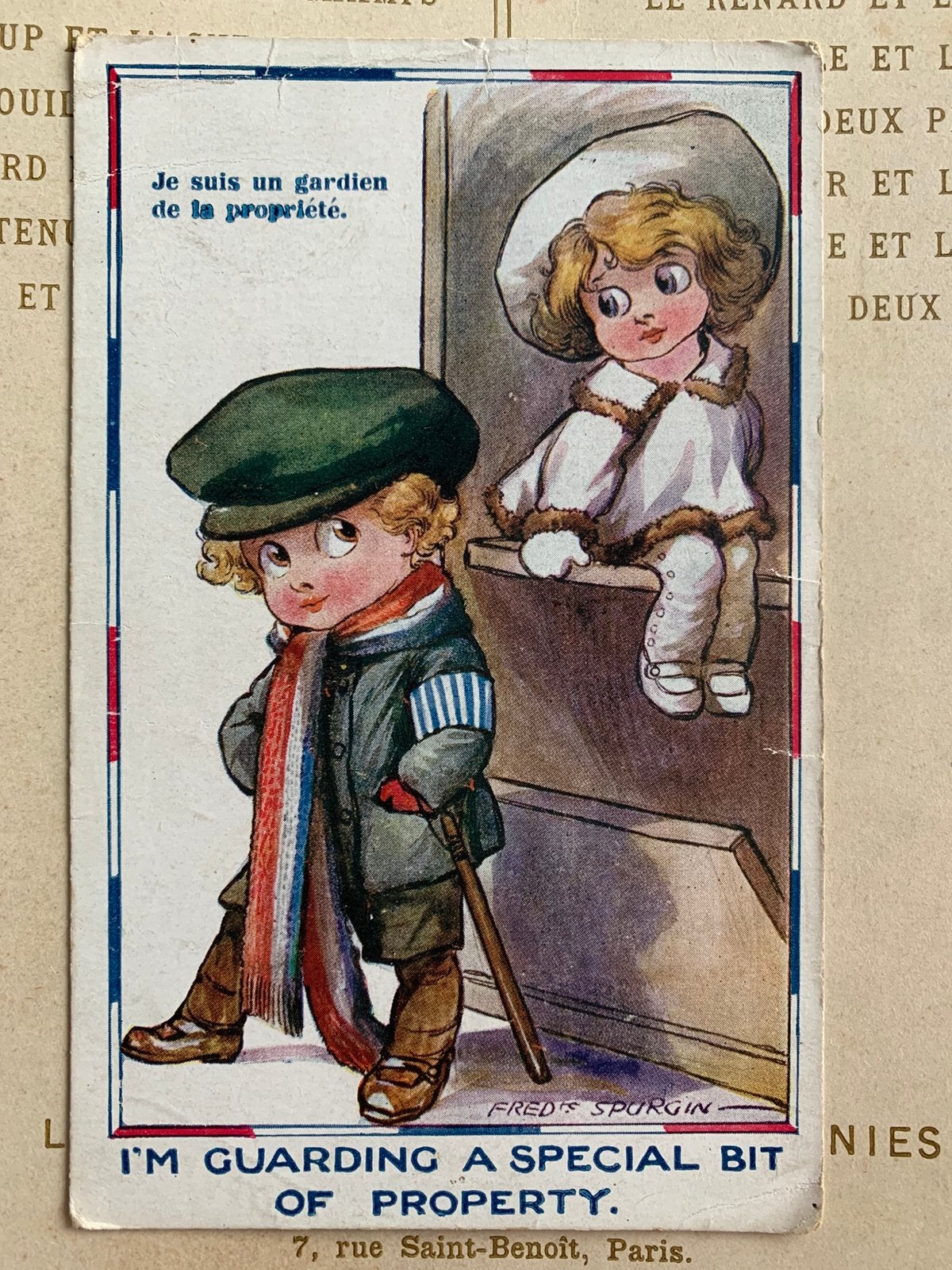GERESERVEERD 1916 guarding a special bit of property (HE), Ophalen of Verzenden, Voor 1920, Gelopen, Kinderen