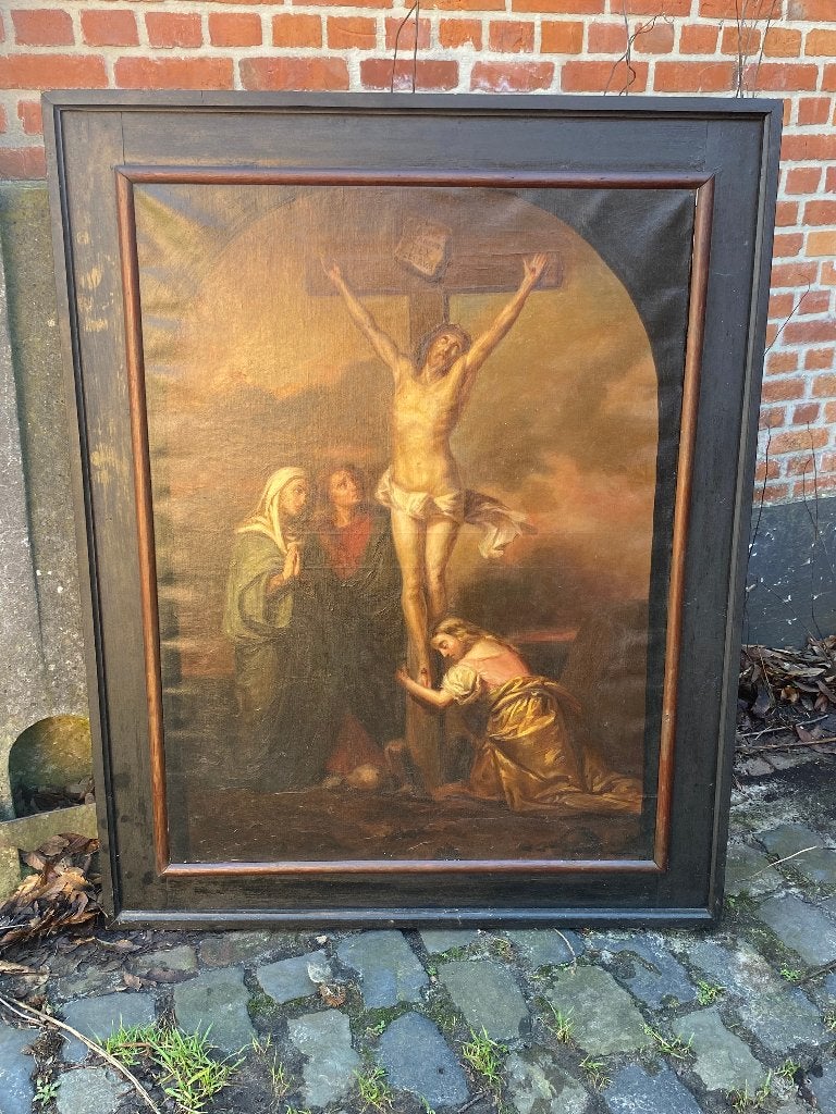 Groot religieus schilderij , ALTAARSTUK, 18e eeuw, Antiek en Kunst, Ophalen