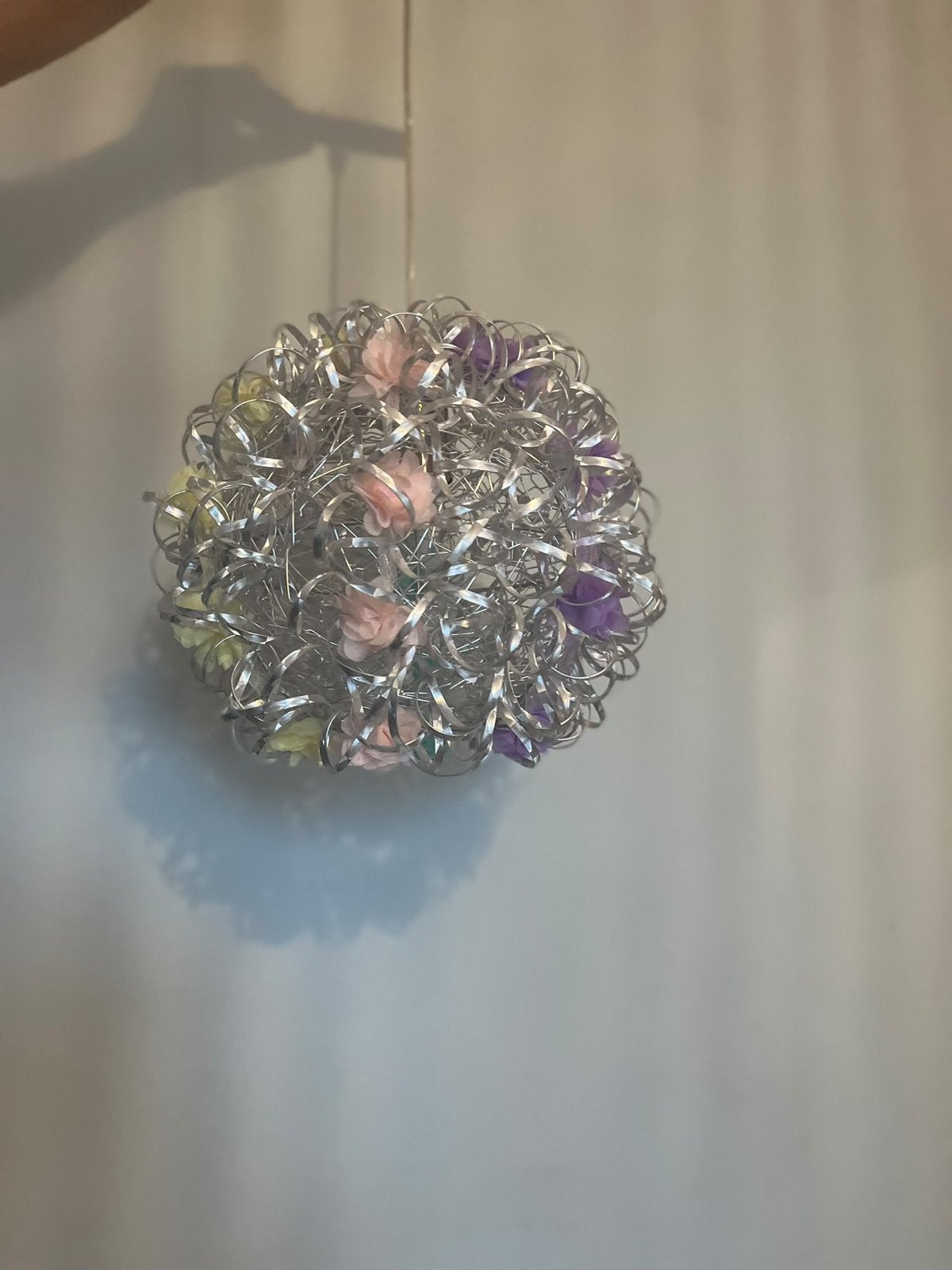 Decoratieve Plafondlamp met Bloemen en Zilveren Draden, Ophalen, Modern, Meerkleurig, E27 (groot)