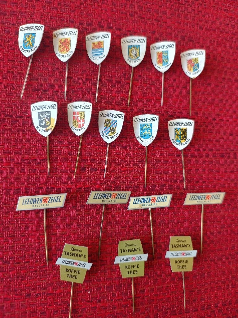 Speldjes Leeuwenzegel margarine, Verzamelen, Ophalen of Verzenden, Gebruikt, Merk, Speldje of Pin