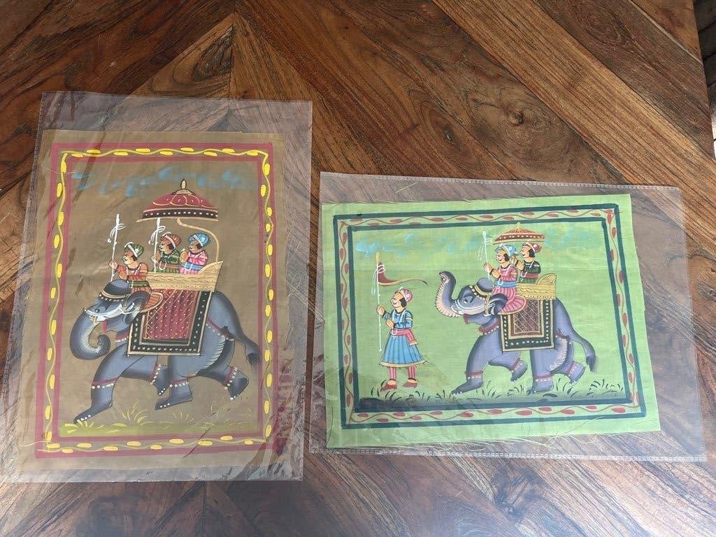 India handbeschilderd doek schilderij Indiase handwerk, Nieuw, Ophalen of Verzenden, https://verburgtvintage.nl/#contact, Schipluidenlaan 20 5035KJ Tilburg
