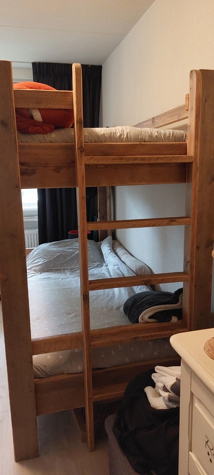 steigerhouten stapelbed, Ophalen, 160 tot 180 cm, Tweepersoons, Zo goed als nieuw