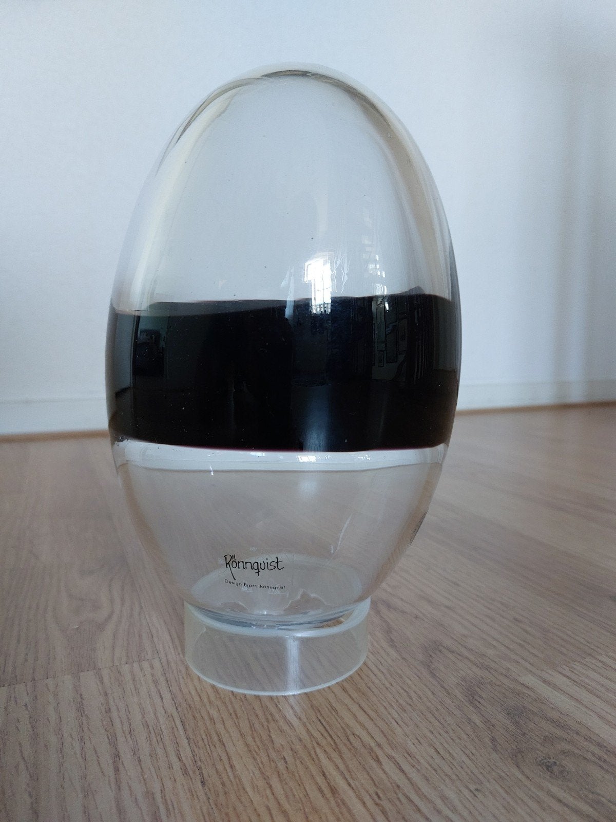Glazen design ei van Gustaf Ronnquist, incl. voet, Antiek en Kunst, Glas, Meerkleurig, Handgemaakt, Object