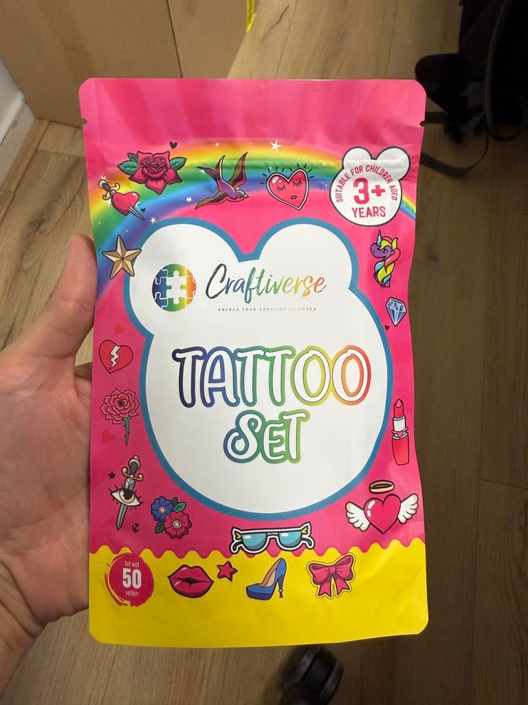Craftiverse Plaktattoo Set Meisjes - 50 Vellen, Ophalen of Verzenden, Zo goed als nieuw
