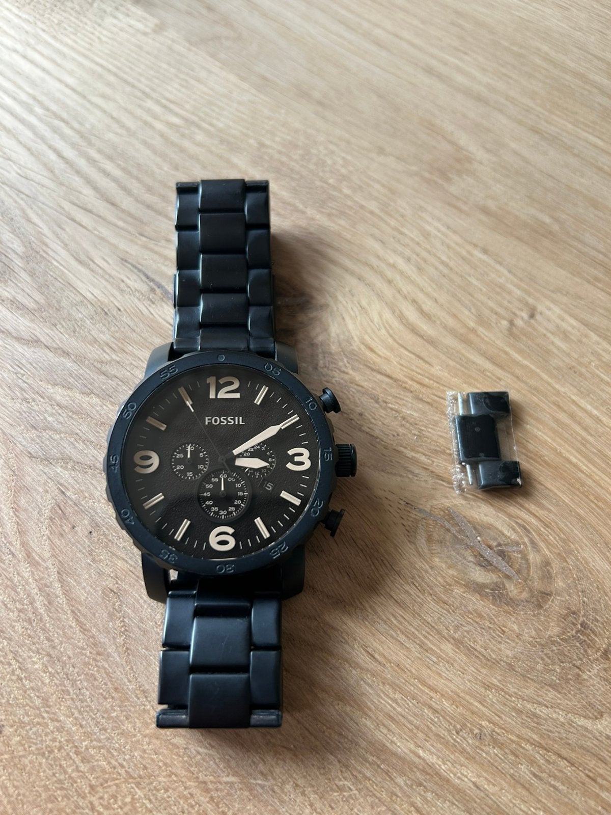 Horloge heren Fossil nate JR1356, Sieraden, Tassen en Uiterlijk, Staal, Staal, Polshorloge, Zo goed als nieuw
