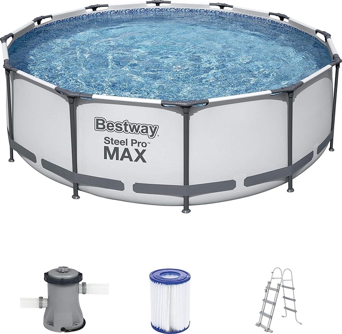 Bestway Steel Pro MAX Zwembad 366x122 cm, Tuin en Terras, Zwembaden, Gebruikt, Rond, 300 cm of meer, Opzetzwembad