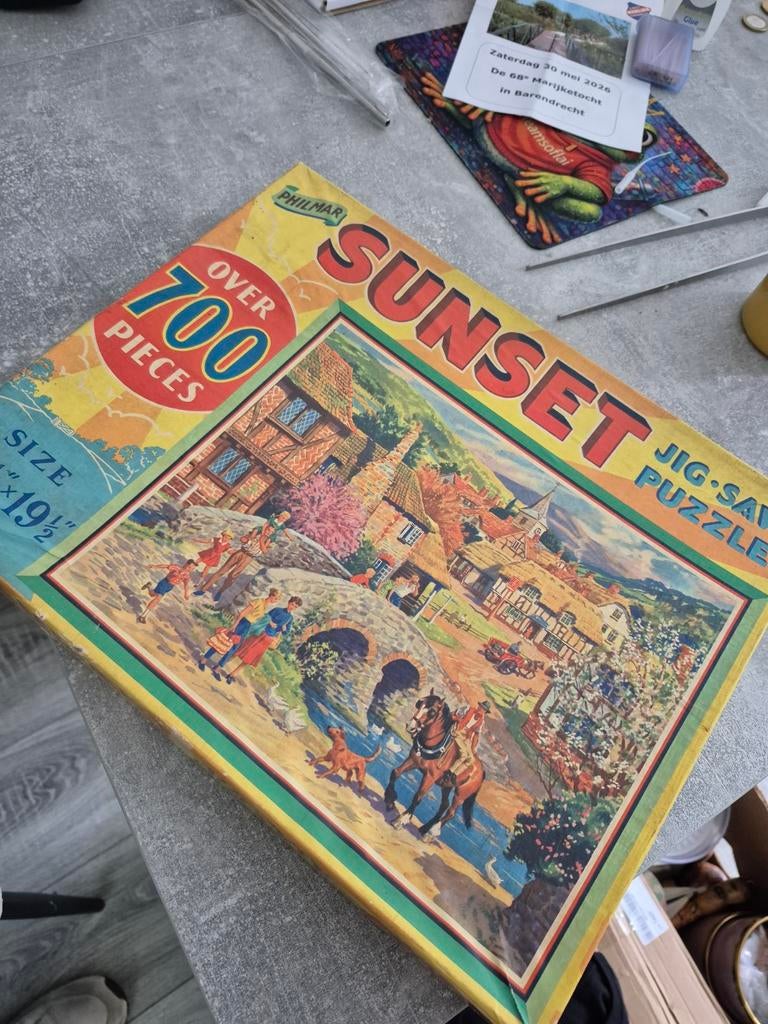 Vintage Philmar Sunset Legpuzzel - Meer dan 700 stukjes, Ophalen of Verzenden, Meer dan 1500 stukjes, Gebruikt, Legpuzzel