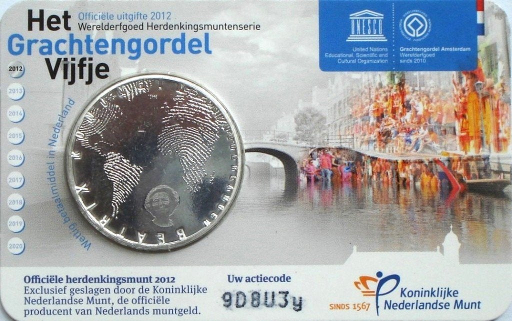 Nederland 5 euro 2012 (UNC, Grachtengordel vijfje coincard), Ophalen of Verzenden, Koningin Beatrix, Euro's