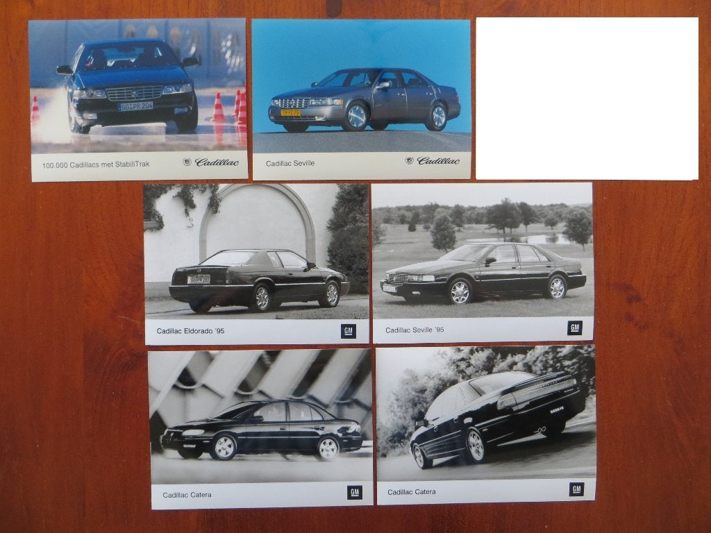 Cadillac persfoto’s (varia): Catera, Eldorado, Seville, Ophalen of Verzenden, Nieuw, Overige merken