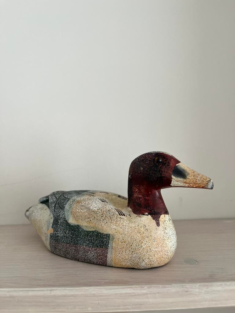 Vintage houten deco eend, Ophalen of Verzenden, Zo goed als nieuw, Vogel, Beeldje of Figuurtje