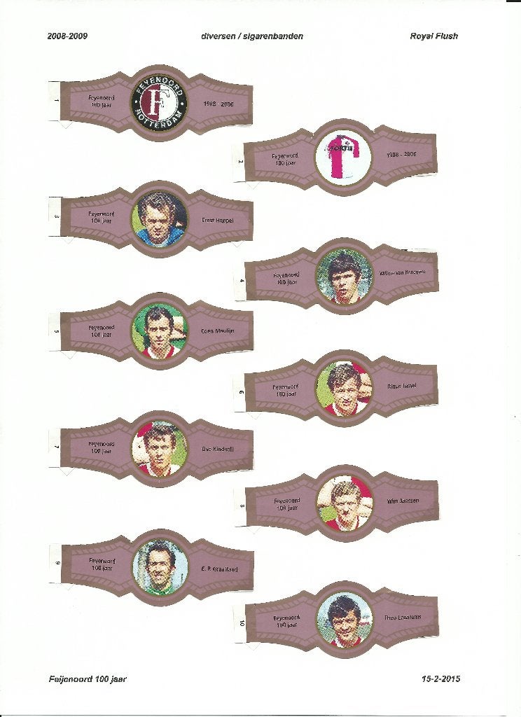 2008-2009 sigarenbandjes Royal Flush paars-goud Feyenoord, Verzamelen, Ophalen of Verzenden, Zo goed als nieuw, Feyenoord, Overige typen